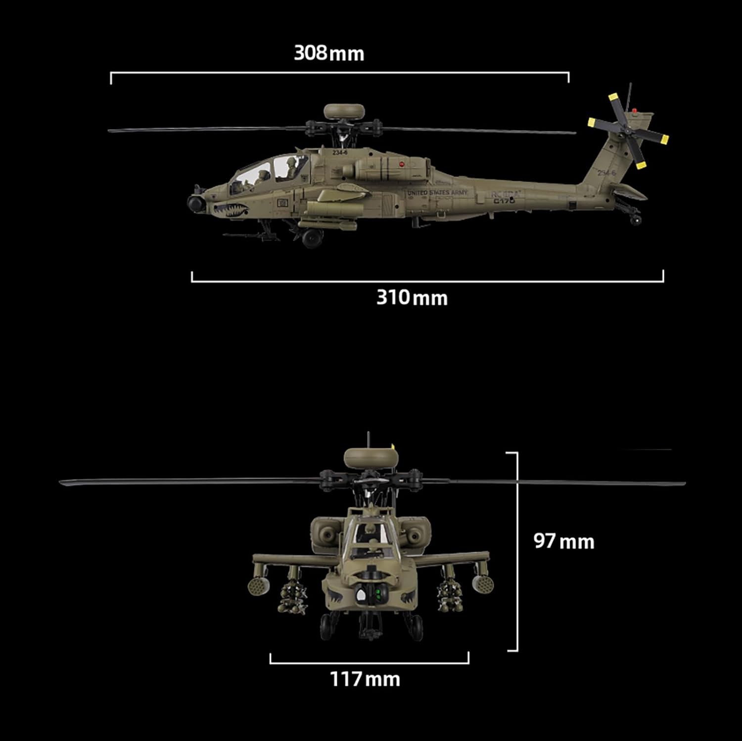 310MM 6CH C170 AH-64D Remote C - đánh giá và giá Drone Rc Bolide