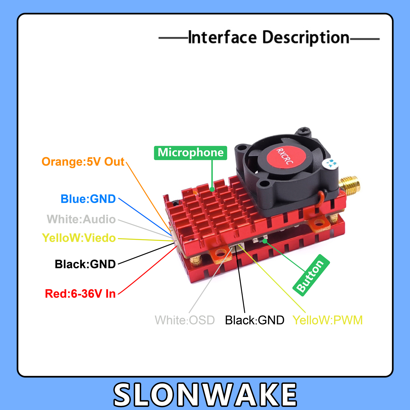 SLONWAKE 5.8G 2W VTX FPV 1800T - đánh giá và giá Telemetry Module Rc