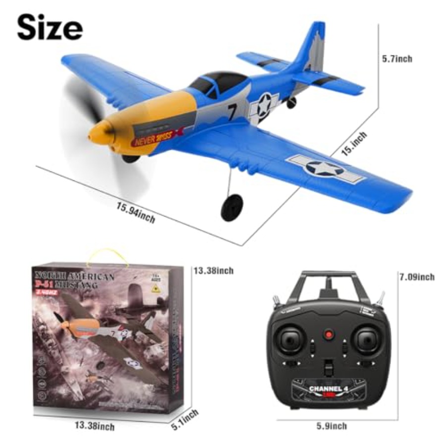 P51D RC Plane 4CH 2.4GHz RTF R - đánh giá và giá Drone Top Rc