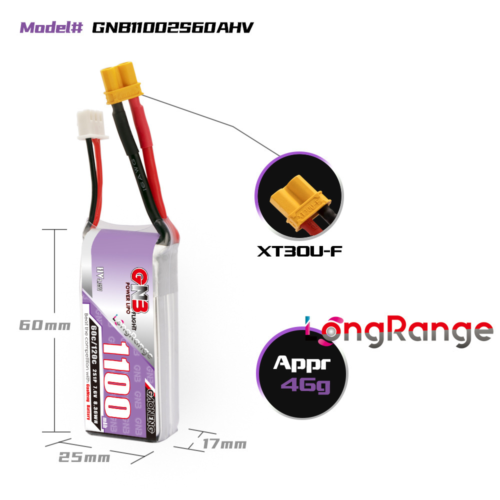 GNB 1100mAh 2S 3S 4S 6S 60C/12 - đánh giá và giá Drone Lipo Battery
