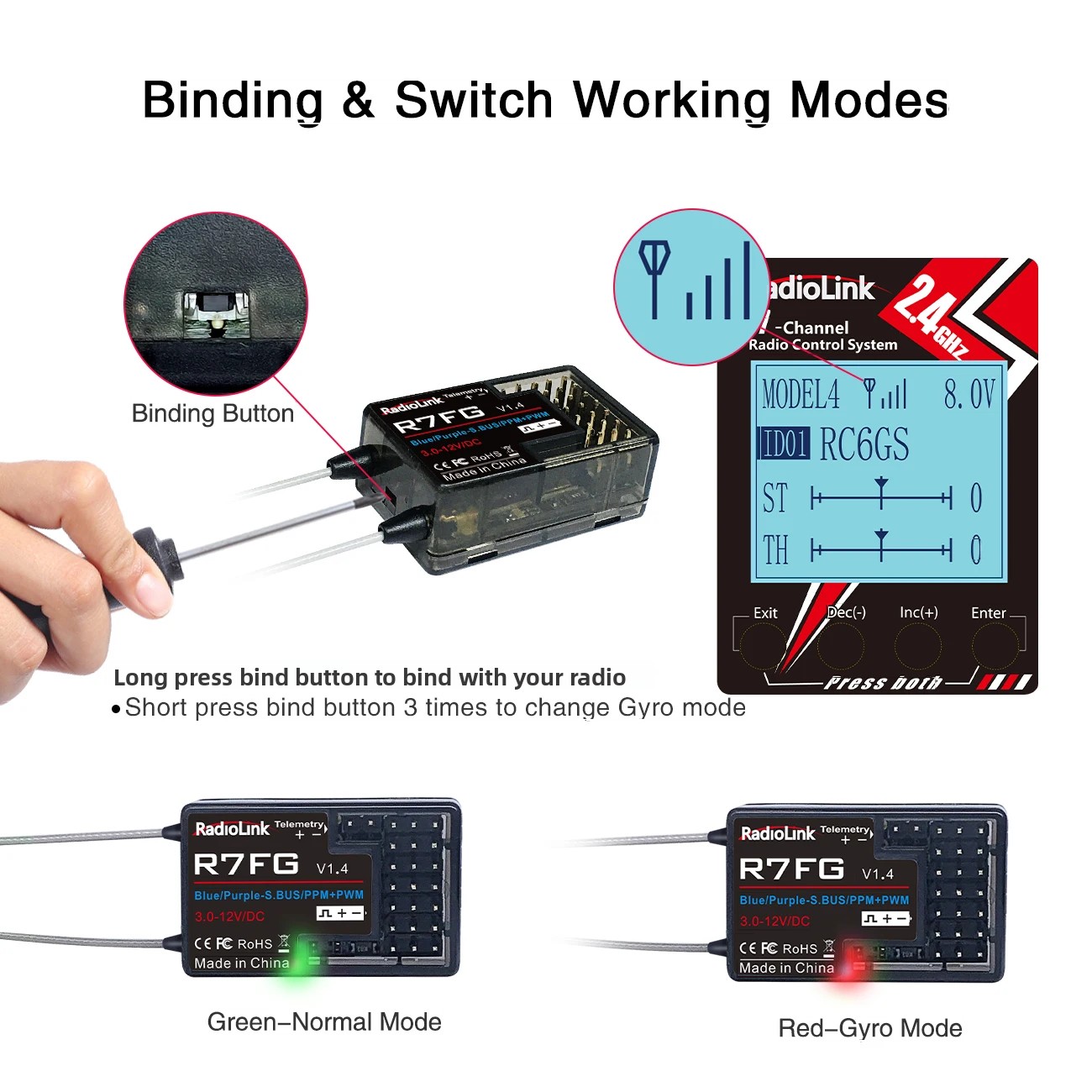 Radiolink R7FG 7 Channle 2.4G  - đánh giá và giá Telemetry Module Rc
