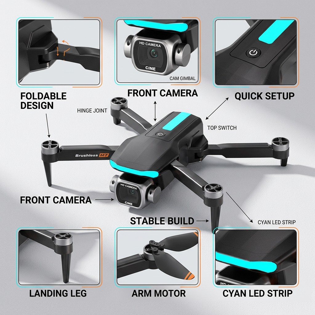 New M7 RC Drone Professional 8 - đánh giá và giá Drone Rc Foldable